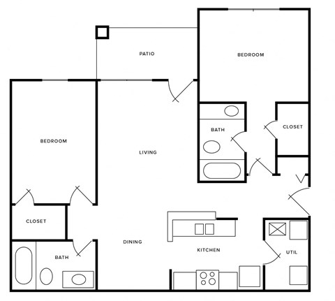 a drawing of a 1 bedroom floor plan with a bathroom and a living room